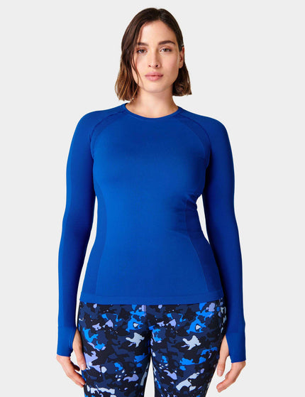 Sweaty Betty Athlete Seamless Gym Long Sleeve Top - Lightning Blueimage1- The Sports Edit