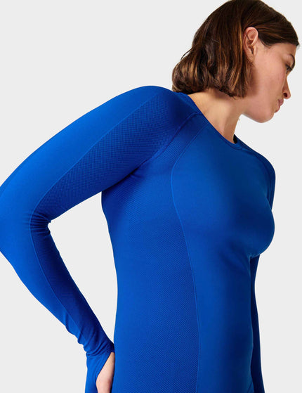Sweaty Betty Athlete Seamless Gym Long Sleeve Top - Lightning Blueimage3- The Sports Edit