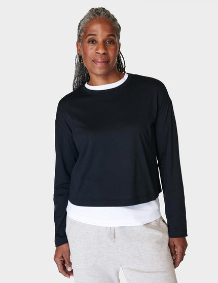 Sweaty Betty Essential Crop Long Sleeve T-Shirt - Blackimage1- The Sports Edit